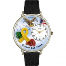 Whimsical Watches U1110005 Support Our Troops Tan Leather And Silvertone Watch