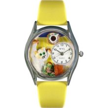 Whimsical Womens Bad Cat Yellow Leather Watch #557252