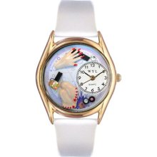 Whimsical Womens Nail Tech Red Leather And Goldtone Watch #C06300 ...