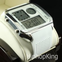 White Sports Style 7 Color Light Day Date Analog Display Digital Watch Best Deal