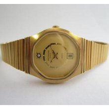 Wittnauer Yellow Plated Dial With Real Diamond At '12' Ladies N.o.s. Watch