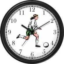 Woman Or Girl Soccer Player Fussball Theme Wall Clock By Watchbuddy