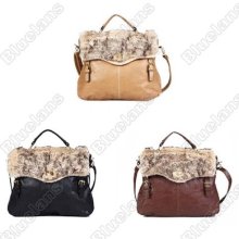 Women Faux Leather Tote Weave Shopper Purse Handbag Shoulder Bag 4 Colors