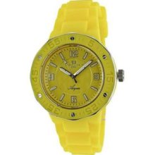 Women's Ceramic Case Rubber Bracelet Yellow Tone