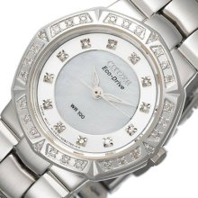Womens Citizen Eco Drive 40 Diamonds Watch Steel Bracelet Mop Ep5830-56d