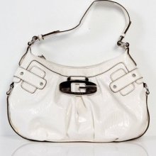 Womens Guess Handbag White Silver Hobo Satchel Purse