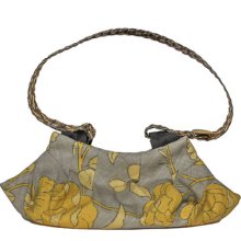 Womens Hobo Shoulder Bag - Yellow Flowers on Slate