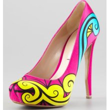 Women's Nicholas Kirkwood Swirl-Print Satin Pump, Magenta