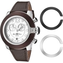 Women's Sobe-Mood Chronograph White Dial Brown Saffiano Leather ...