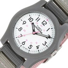 Womens Timex Analog Plastic Watch Nylon Strap Indiglo