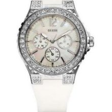 Women's Wrist Watch White With Crystals Guess Mod. W14555l1