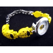 Women's Yellow Ladybug Wristwatch Lady Wrist Bug Fashion Quartz Analog Watch