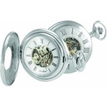 Woodford Skeleton Half-Hunter Pocket Watch, 1045, Men's Sterling Silver With Albert (Suitable For Engraving)