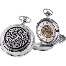 Woodford Skeleton Pocket Watch, 1873/Sk, Men's Chrome-Finished Never Ending Knot Pattern With Chain (Suitable For Engraving)