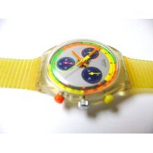 Wristwatch Chronograph Wrist Watch Vintage Swatch 1992 Model Chronograph Crazy Colors Colorful Large Watch