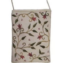 Yair Emanuel White Embroidered Bag with Flower Motif
