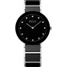 11435-749 Bering Time Ladies Ceramic Black Silver Watch