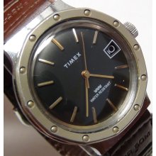 1970' Timex Men's Silver Calendar Watch - Unique and Rare