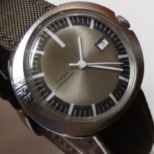 1971 Timex Men's Silver Calendar Watch - Unique and Rare