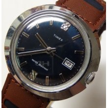 1974 Timex Men's Silver Calendar Watch - Unique and Rare