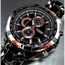 4 Color Luxury Hour Dial Date Clock Sport Men Stainless Steel Wirst Watch