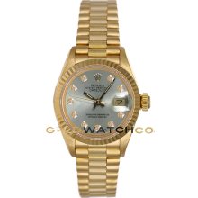 69178 President 18K Yellow Gold Model Silver Diamond Dial