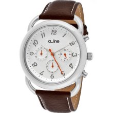 a_line Watches Women's Maya Silver Dial Brown Genuine Leather Brown Ge