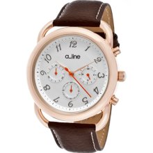 a_line Watches Women's Maya Chronograph Silver Dial Brown Genuine Leat