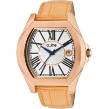 a_line Watches Women's Adore Silver Dial Tan Genuine Leather Tan Genu