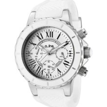 a_line Watches Women's Marina Chronograph White Dial White Silicone Wh