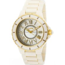 a_line Watches Women's Marina Silver Dial Beige Ceramic Beige Ceramic