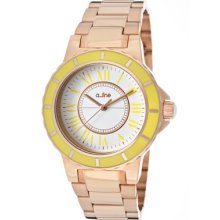 a_line Watches Women's Marina White Dial Yellow Bezel Rose Gold Tone I