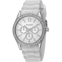 Accurist Women's Quartz Watch With White Dial Analogue Display And White Silicone Strap Ls432w