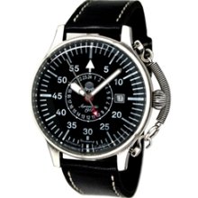 Aeromatic 1912 Automatic 24 Hour Watch, Black Dial and Spring Crown Guard #A1395