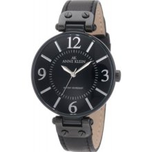 AK Anne Klein Women's 10-9169BKBK Black Leather and Black Ion-Plated Watch