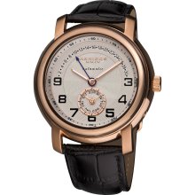 Akribos XXIV Men's Automatic Retrograde Date Leather Strap Watch (Rose-tone)