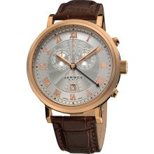 Akribos XXIV Men's Leather Strap Swiss Collection Chronograph Watch (Rose-tone)
