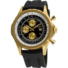 Akribos XXIV Men's Multifunction Rubber Strap Watch (Gold-tone/ Black)