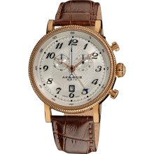 Akribos XXIV Men's Swiss Collection Leather Strap Chronograph Watch (Rose-tone)