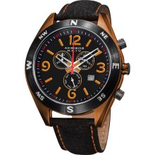 Akribos XXIV Men's Swiss Quartz Chronograph Strap Watch (Orange)
