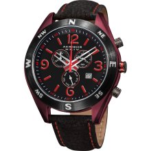 Akribos XXIV Men's Swiss Quartz Chronograph Strap Watch (Red)