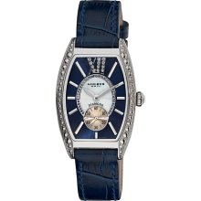 Akribos XXIV Women's Diamond Swiss Quartz Tonneau Blue Strap Watch