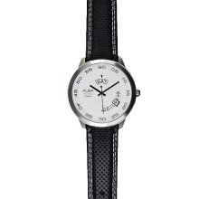 ALBA Men's White Dial Black leather Quartz Analog Dress Watch AT2005X1