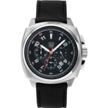 Andrew Marc Watch, Mens Chronograph Heritage Bomber Black Leather Stra