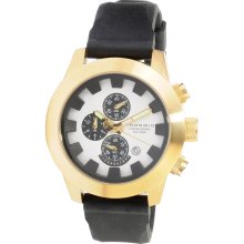 Android Men's Antiforce Chronograph Black Rubber Strap Watch (White dial/Gold case)