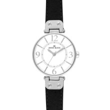 Anne Klein Watch, Womenss Black Leather Strap 10-9169WTBK