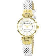 Anne Klein White Leather Strap Watch Women's