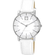 Anne Klein White Lion Logo Round Strap Watch Women's