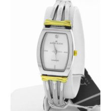 Anne Klein Women's Oval Silver Dial Two-tone Bracelet Steel Quartz Watch