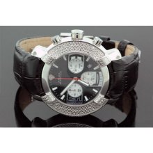 Aqua Master Mens Black Face Diamond Watch